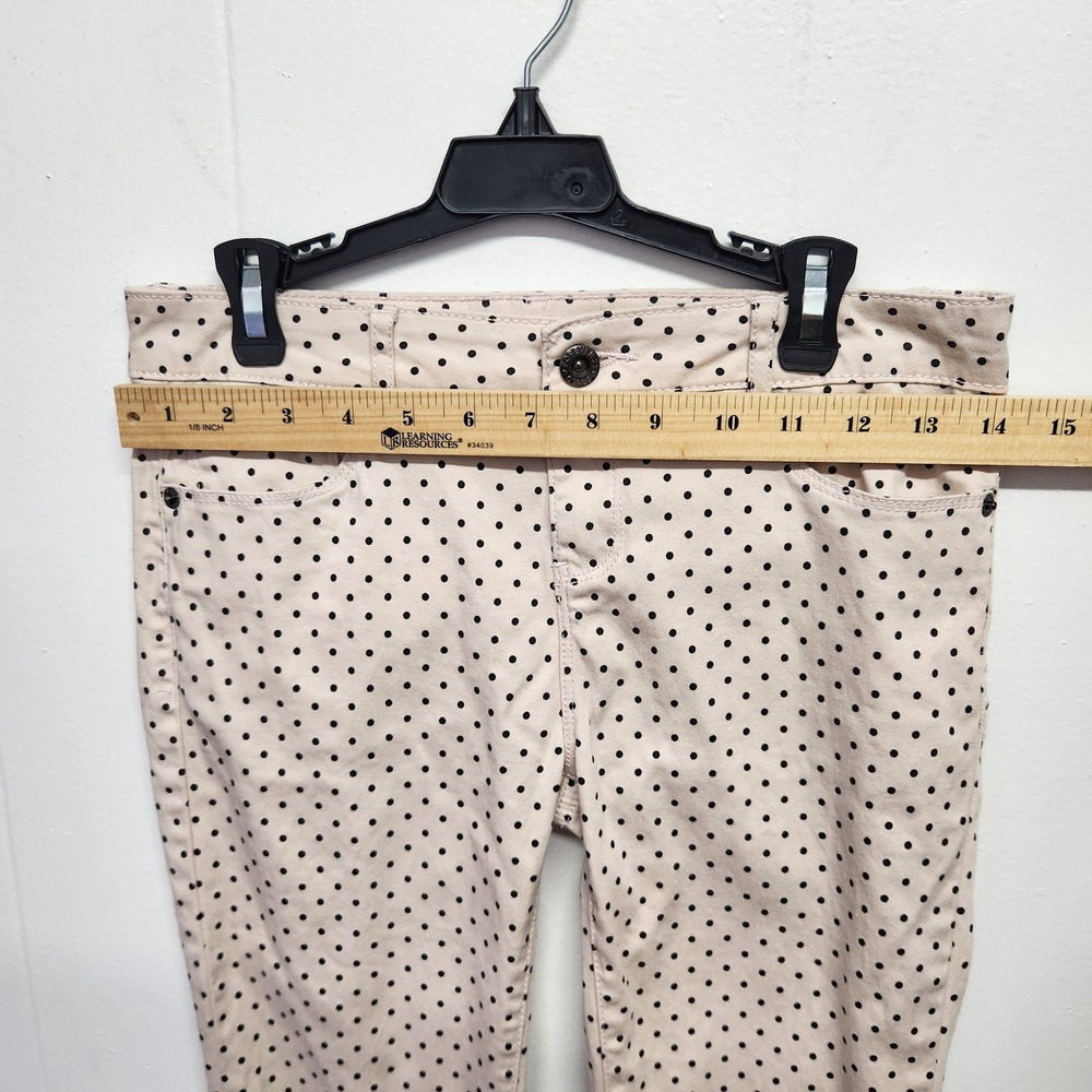 Forever 21 Pants Girls 11/12 Pink Black Polka Dot Skinny Stretch Youth Cotton - Picture 7 of 10